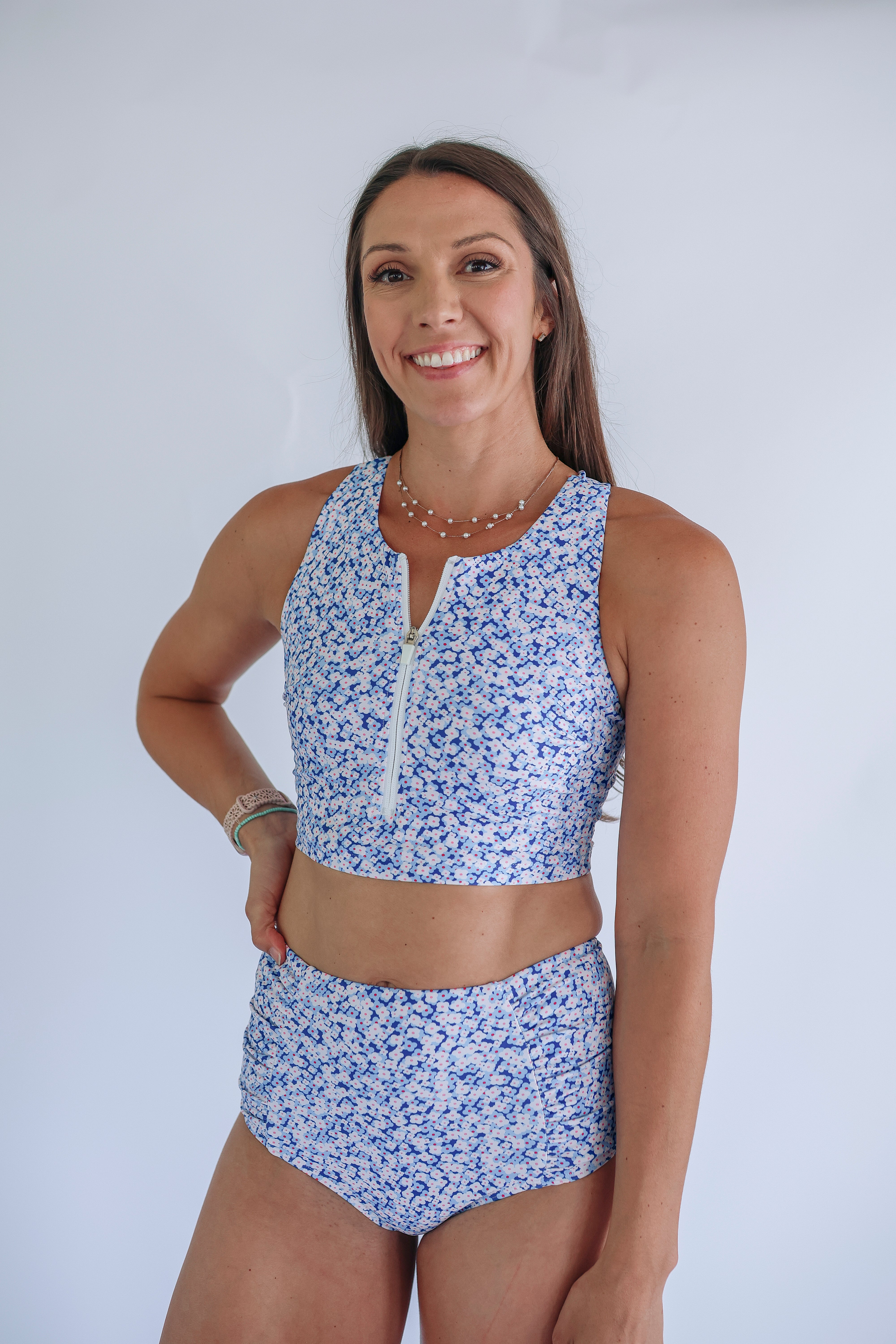 トップス botetomama Crop Zip-Up Breastfeeding Swimsuit Top | Movemama Nursing Swimwear