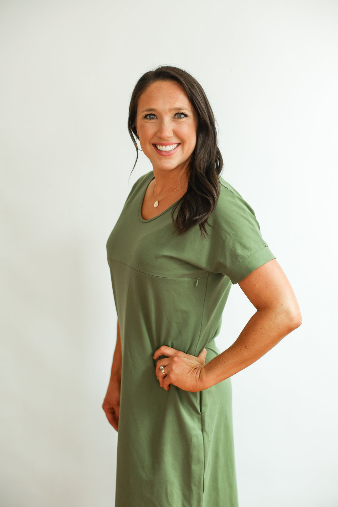 FINAL SALE Invisible Zipper Midi Breastfeeding T-Shirt Dress