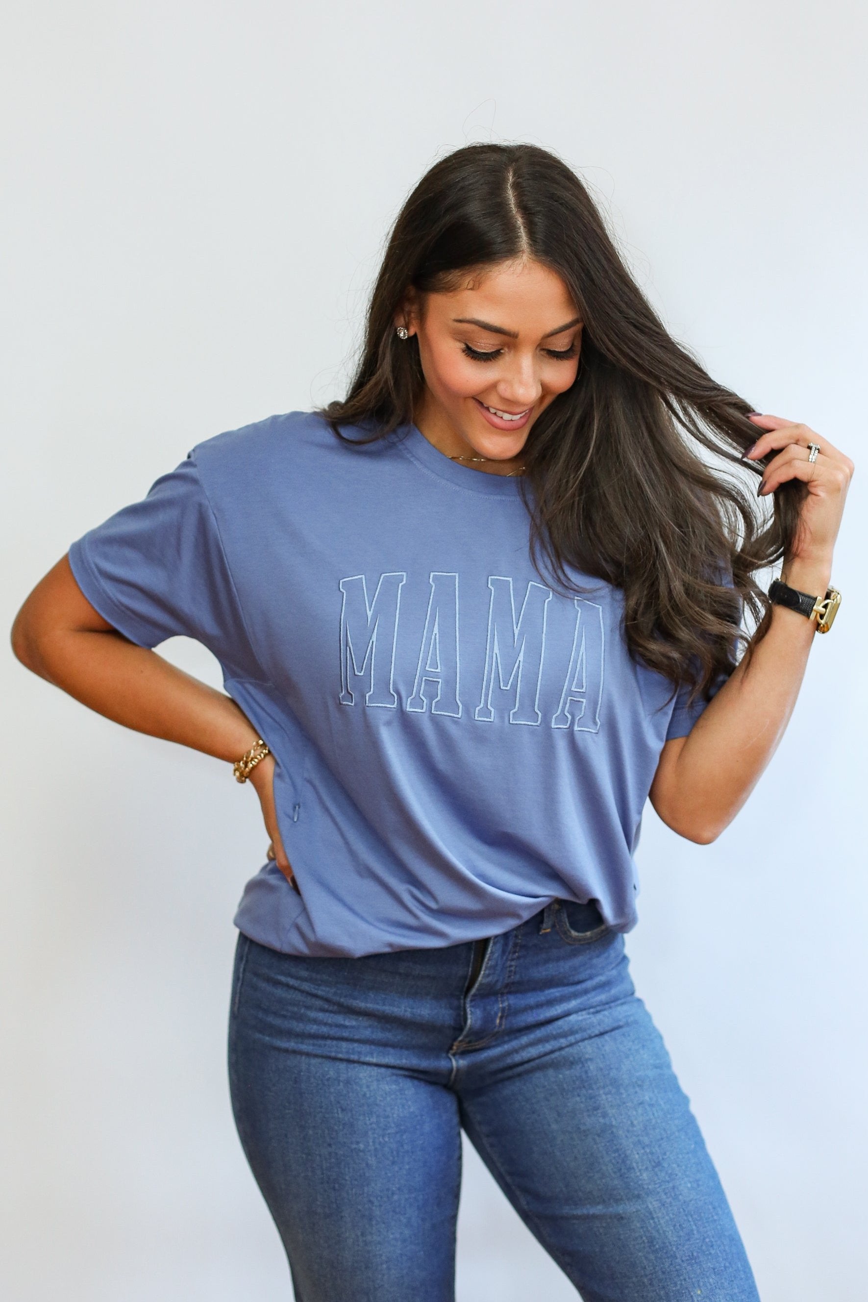 トップス Re mama Relaxed Fit Zip Breastfeeding Tee | Movemama Nursing Apparel