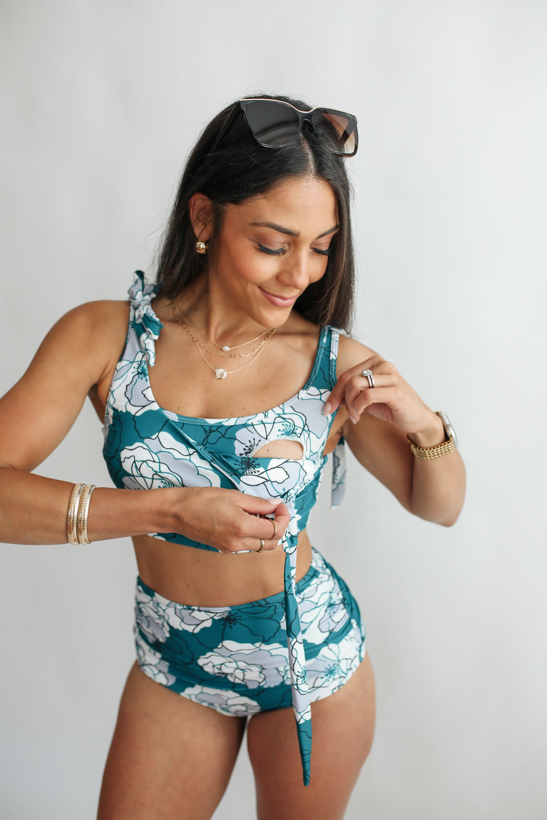 Tie Shoulder Breastfeeding Bikini Swimsuit Top