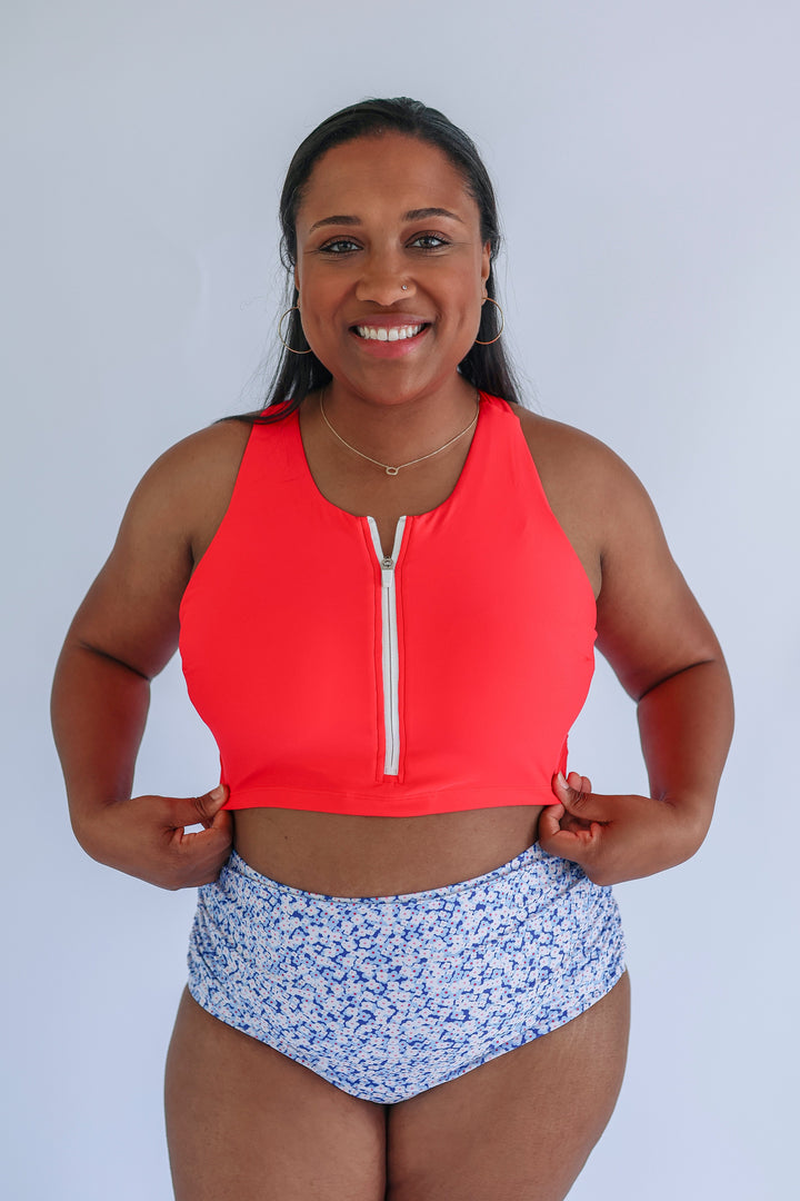 Crop Zip Up Breastfeeding Swimsuit Top 2026