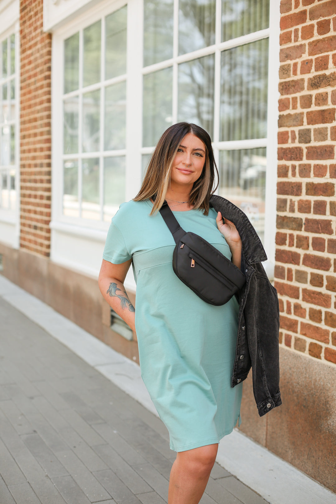 FINAL SALE - Breastfeeding Invisible Zipper T-Shirt Dress