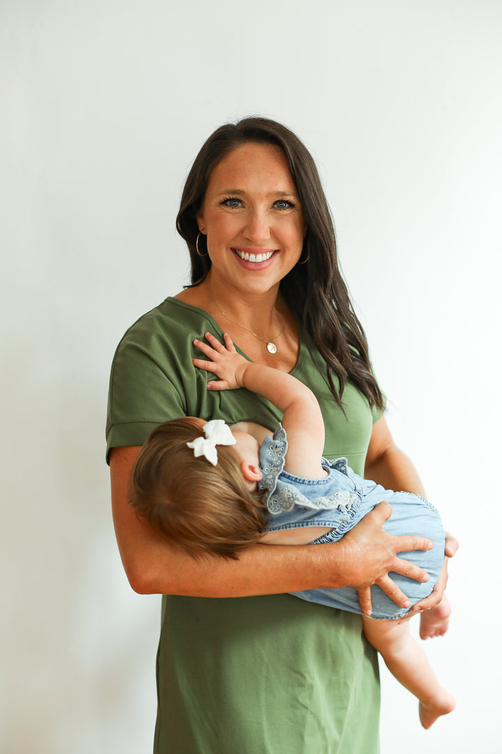 FINAL SALE Invisible Zipper Midi Breastfeeding T-Shirt Dress