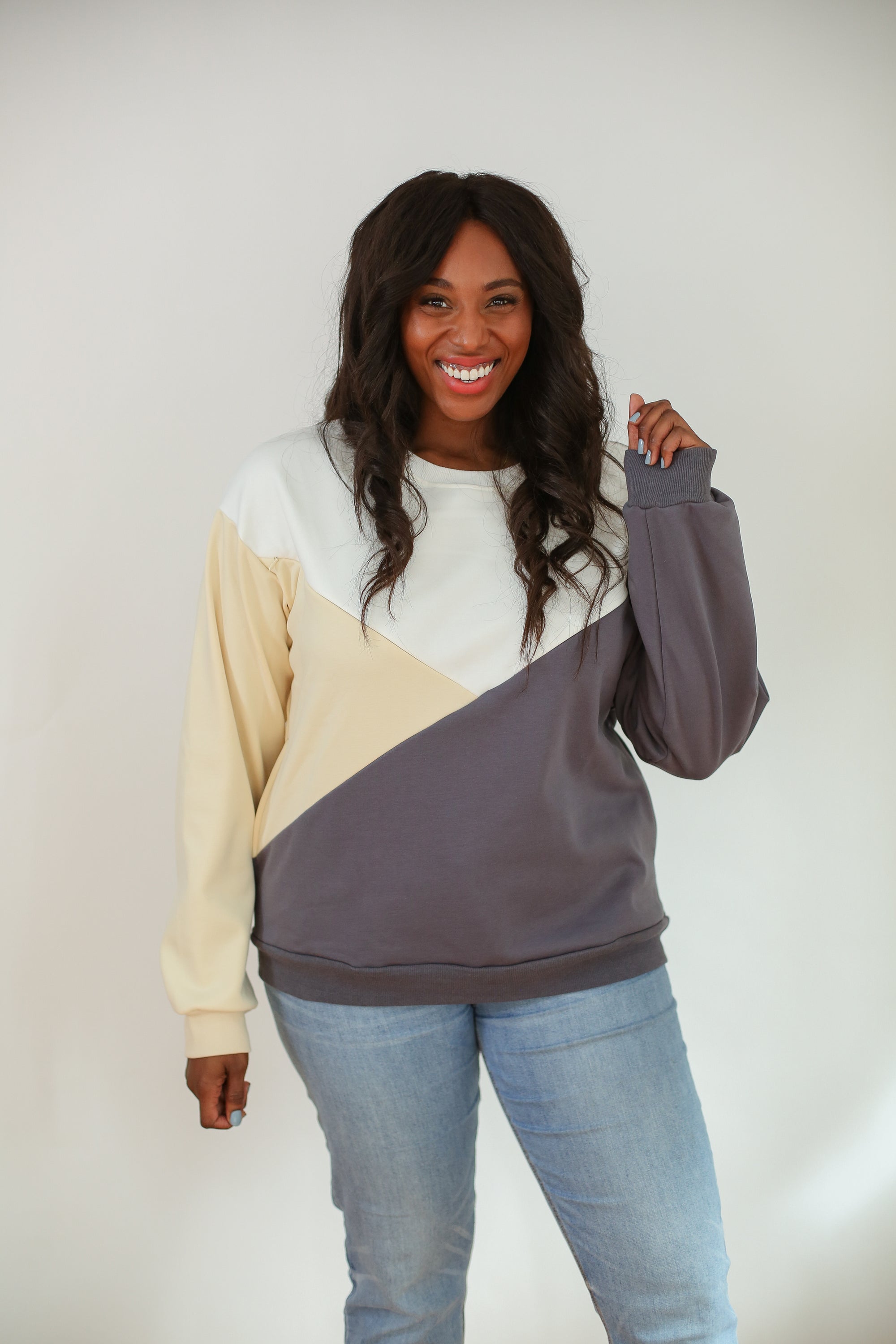 Velour Interior Diagonal Zip Breastfeeding Sweatshirt