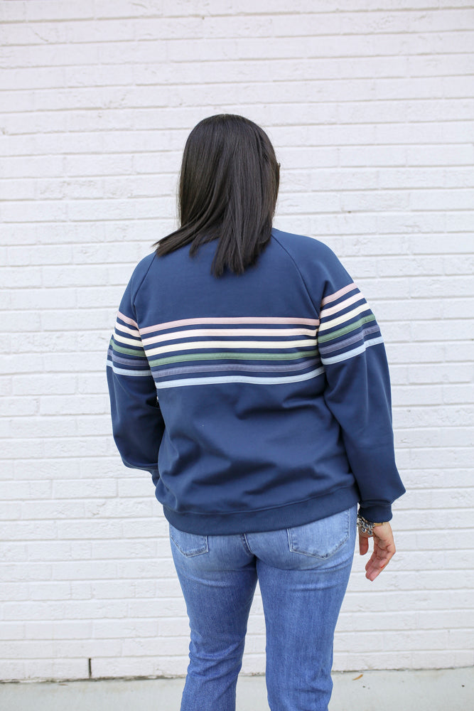 Six Stripe Invisible Zip Breastfeeding Sweatshirt