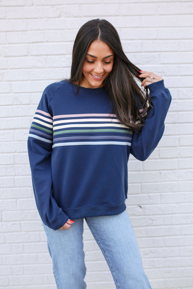 Six Stripe Invisible Zip Breastfeeding Sweatshirt