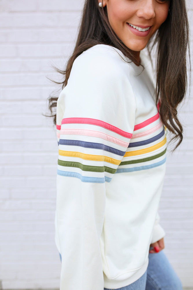 Six Stripe Invisible Zip Breastfeeding Sweatshirt