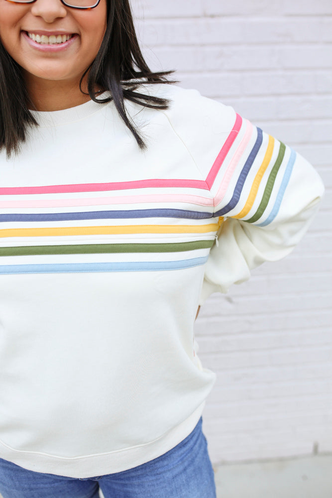 Six Stripe Invisible Zip Breastfeeding Sweatshirt