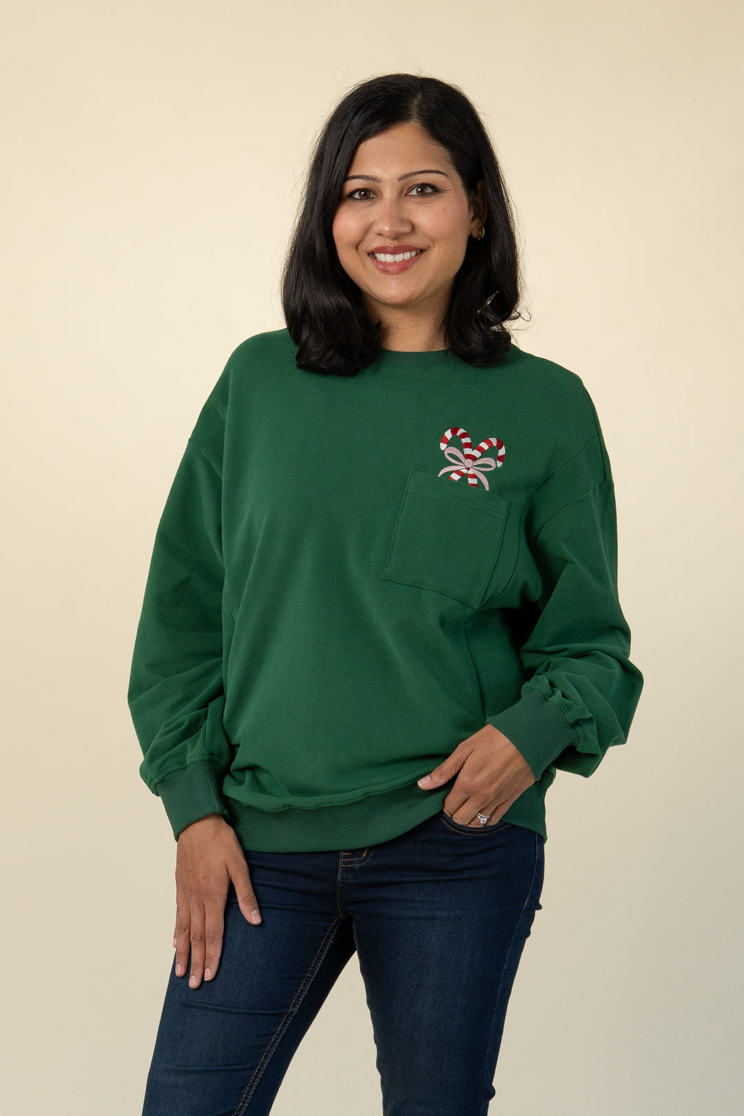 Holiday relaxed-fit breastfeeding sweatshirt in Forest Green – Movemama