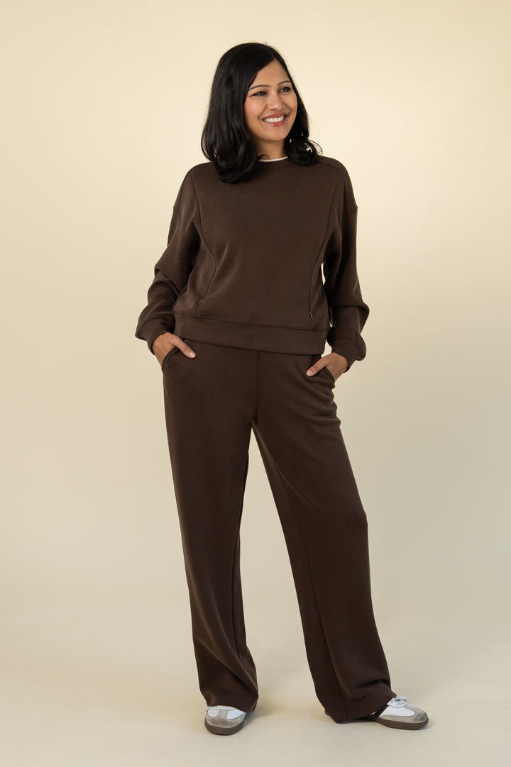 Luxe wide-leg lounge pants in Chocolate – Movemama