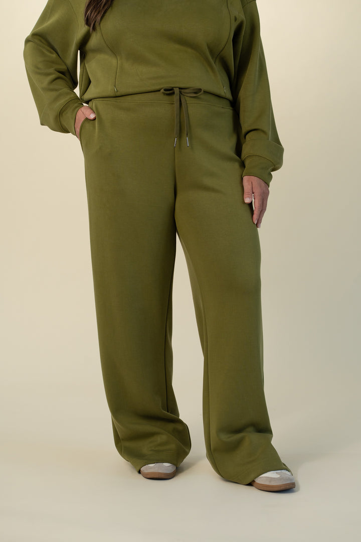 Luxe wide-leg lounge pants in Olive – Movemama
