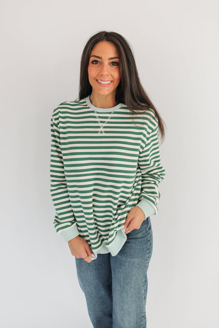 Oversized Fit Freestyle Stripe Breastfeeding Sweatshirt - EXTENDED CHART