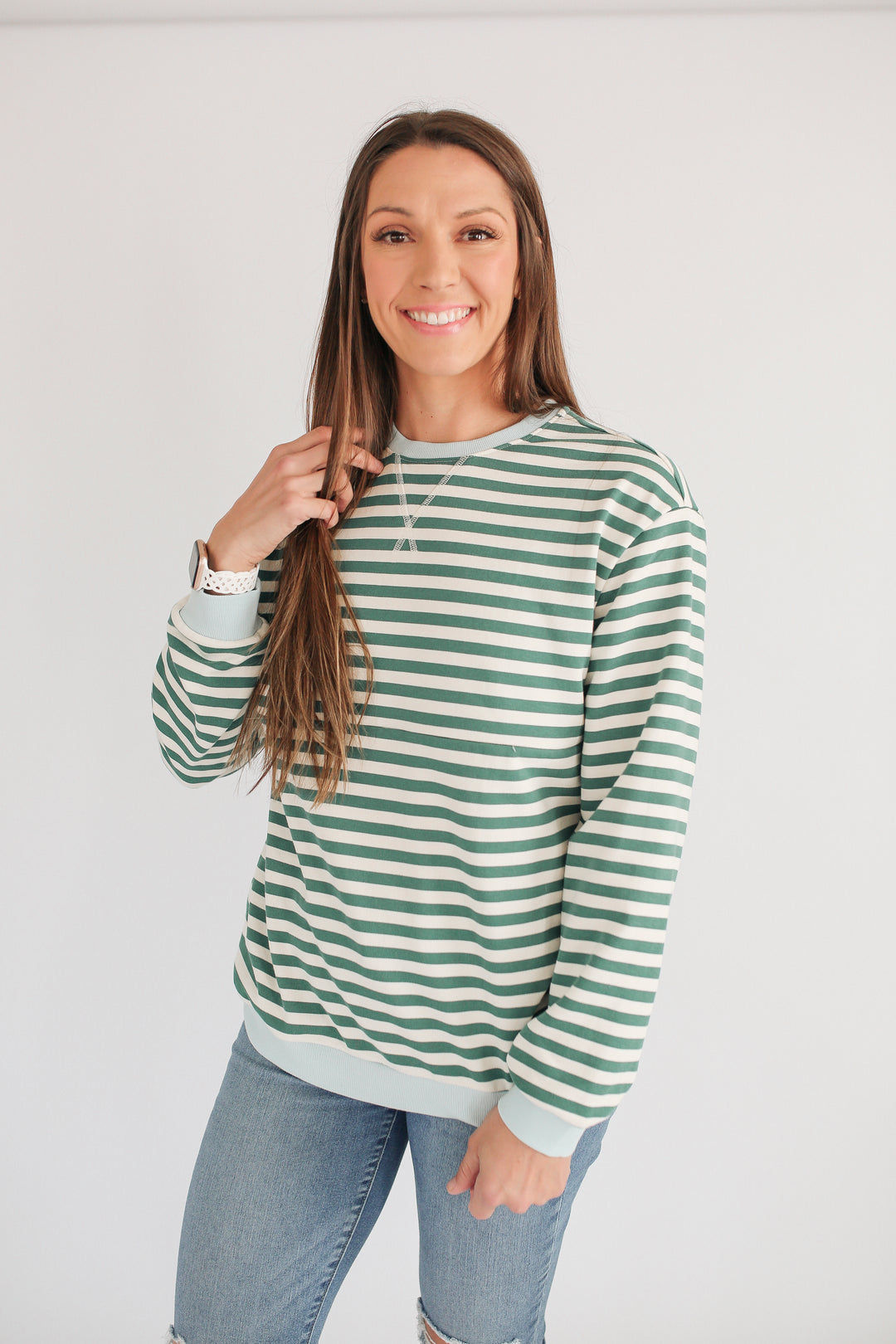 Oversized Fit Freestyle Stripe Breastfeeding Sweatshirt - EXTENDED CHART