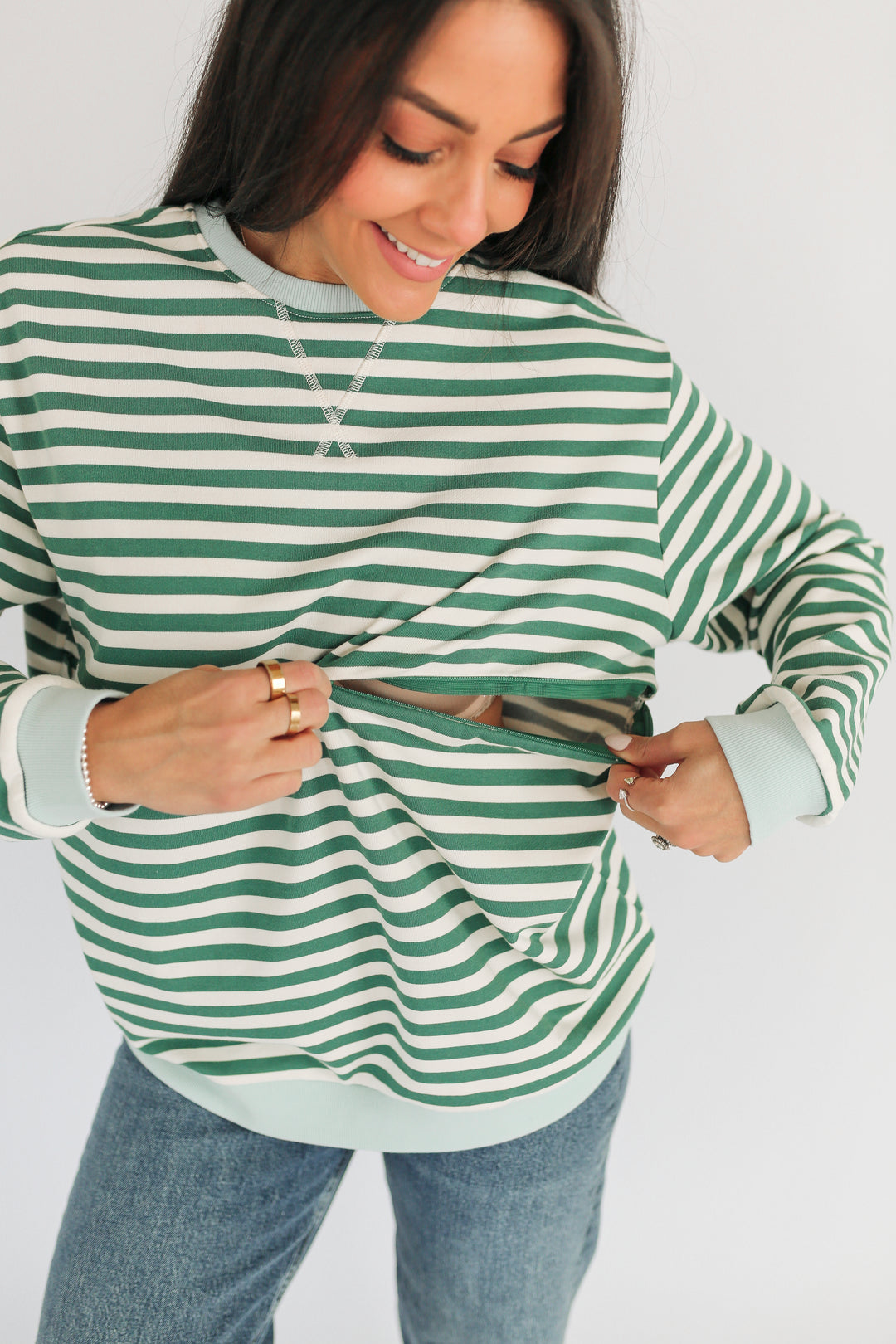 Oversized Fit Freestyle Stripe Breastfeeding Sweatshirt - EXTENDED CHART