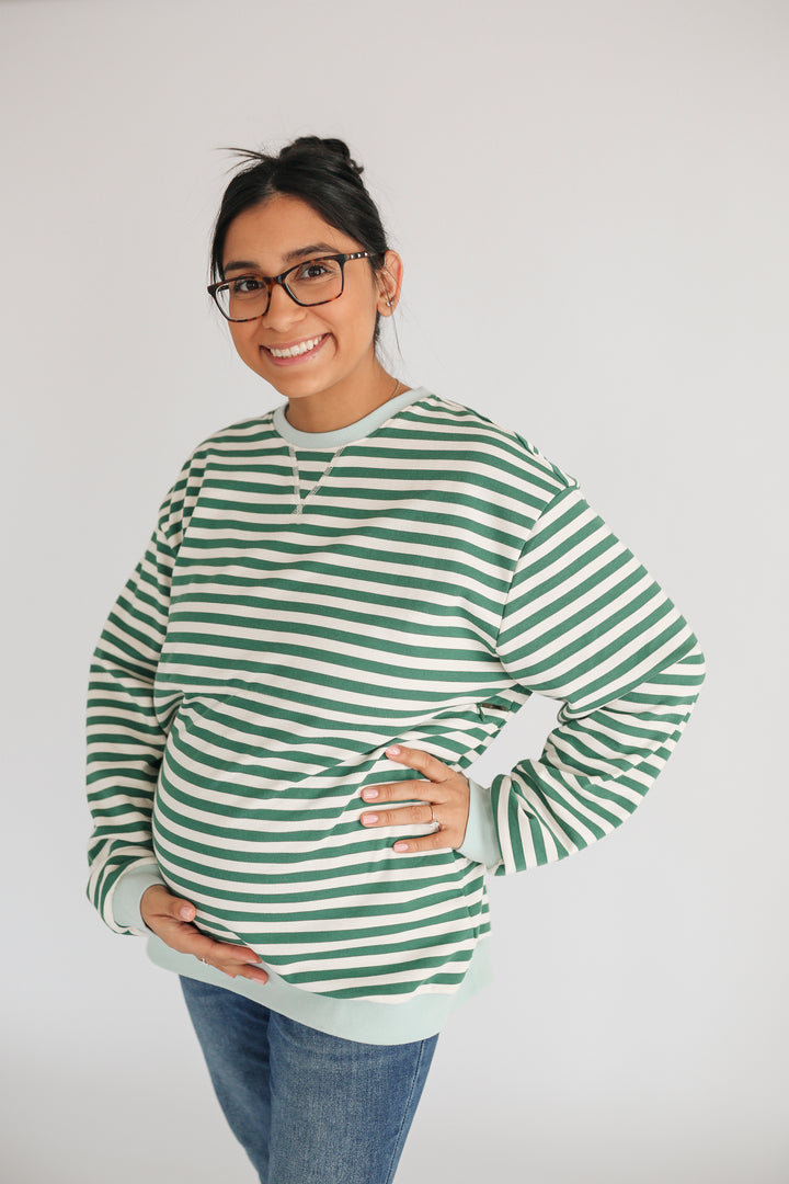 Oversized Fit Freestyle Stripe Breastfeeding Sweatshirt - EXTENDED CHART