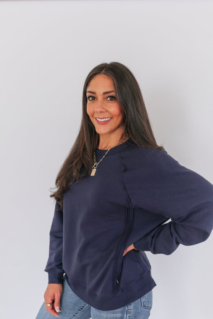 Big Hug Vertical Zip Breastfeeding Crewneck