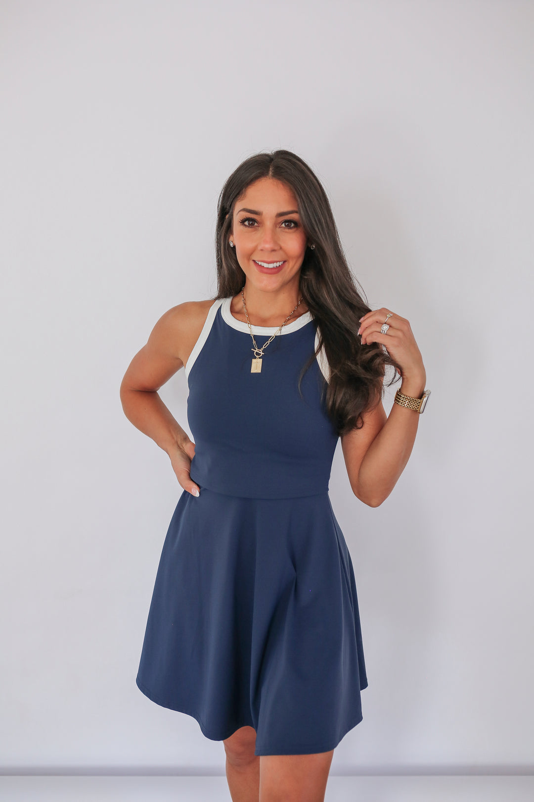 The Courtside Nursing Tennis Dress Breastfeeding Friendly - M / Oxford Navy The Courtside Nursing Tennis Dress Breastfeeding Friendly - M / Oxford Navy