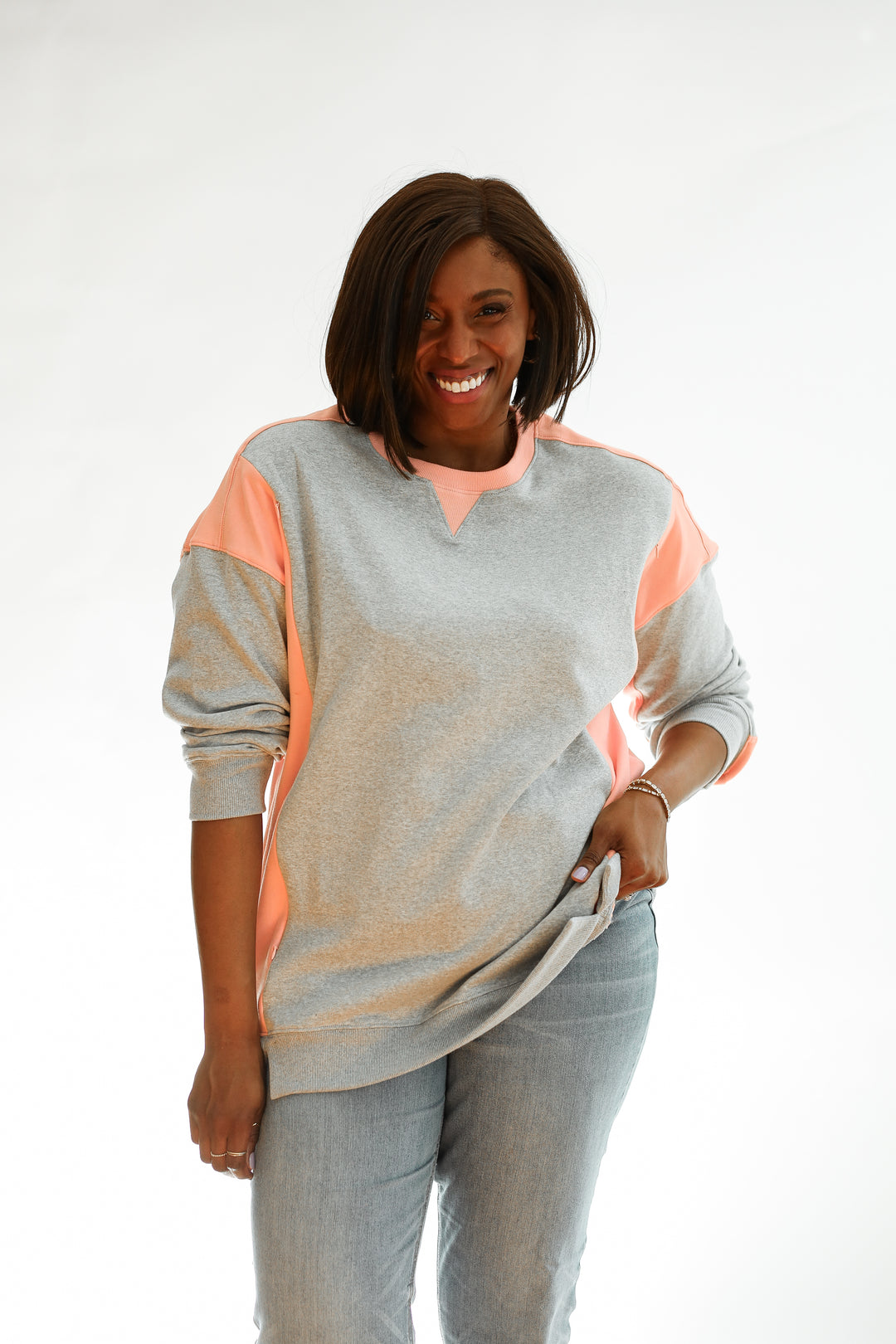 FINAL SALE Colorblock Nursing Lightweight Sweatshirt