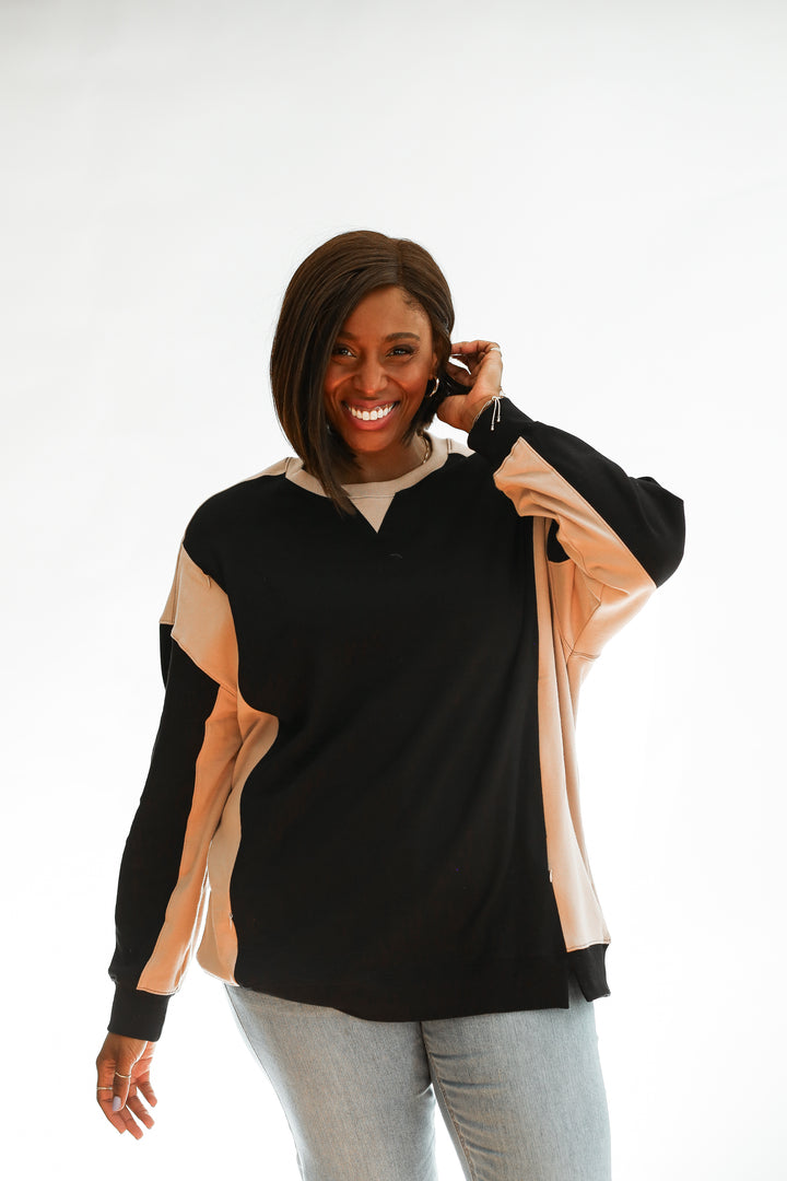 FINAL SALE Colorblock Nursing Lightweight Sweatshirt