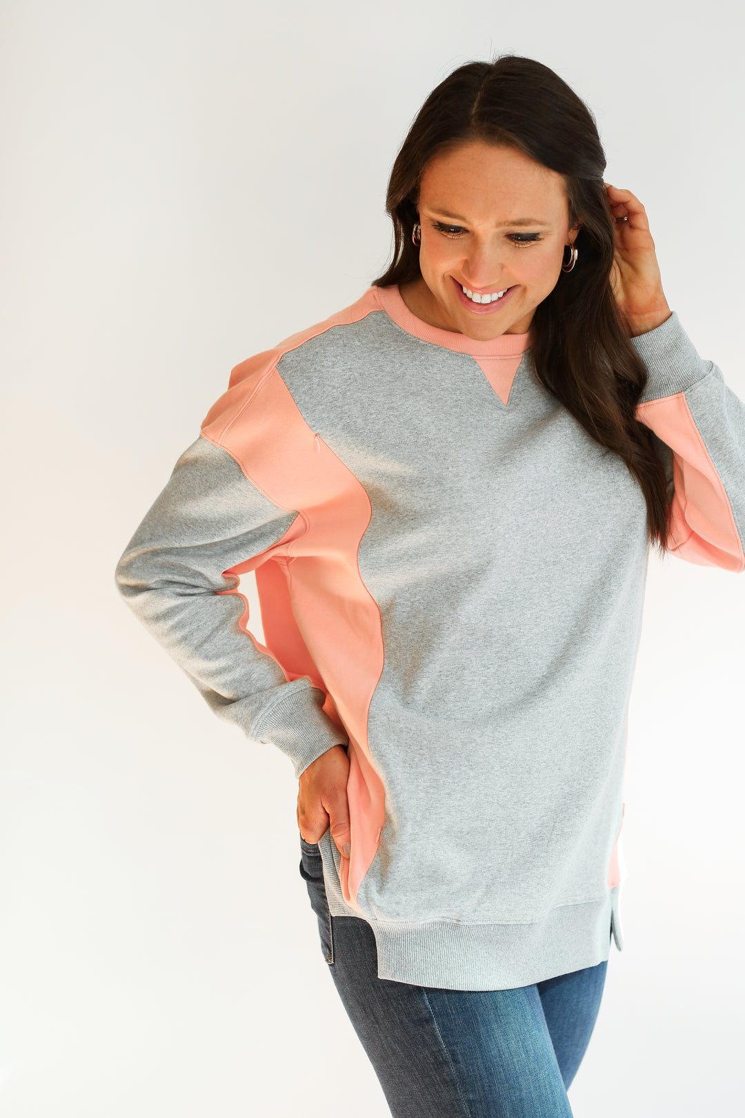 FINAL SALE Colorblock Nursing Lightweight Sweatshirt
