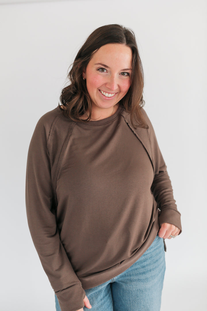 Free Flowing Lightweight Long Sleeve Nursing Top