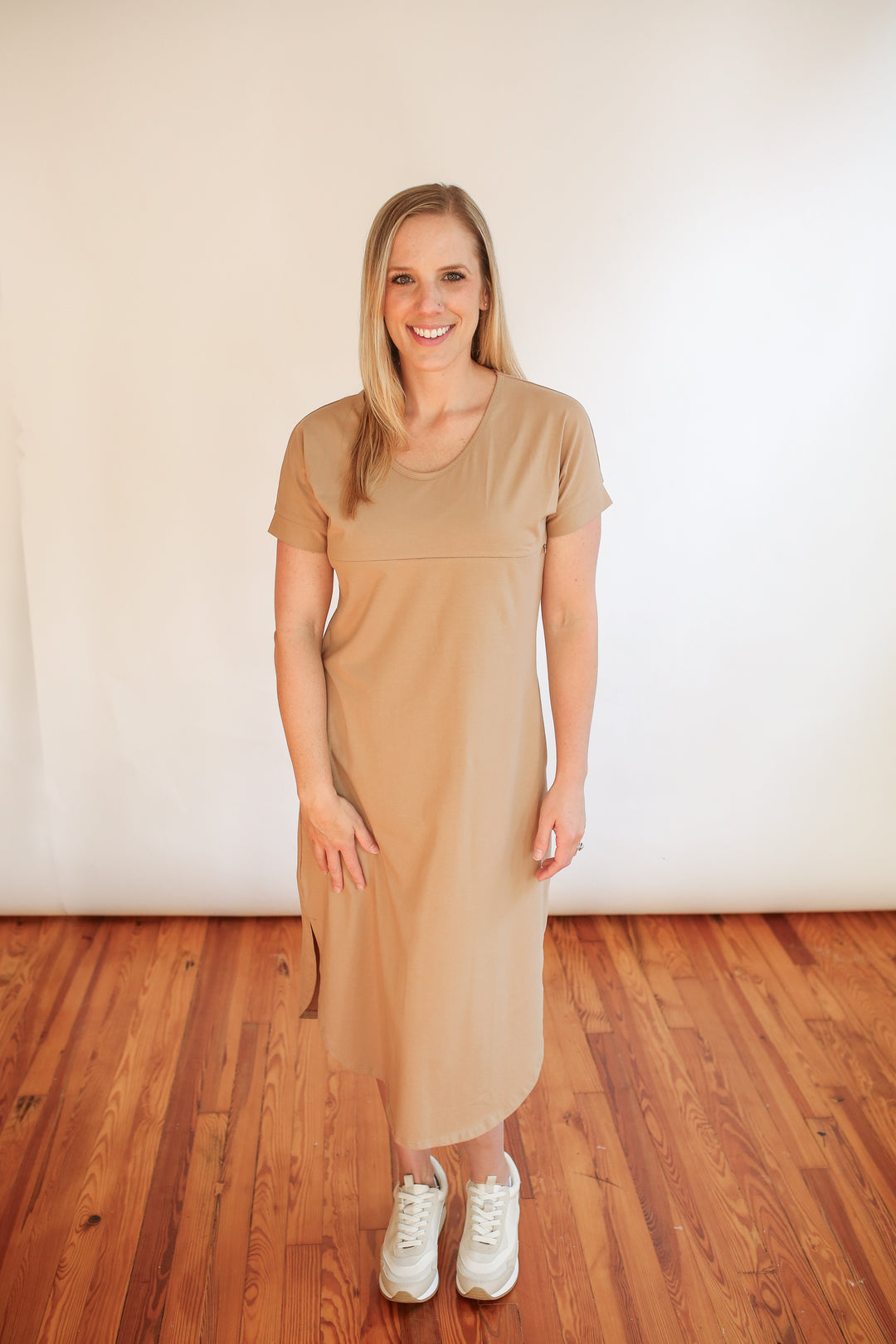 FINAL SALE Invisible Zipper Midi Breastfeeding T-Shirt Dress
