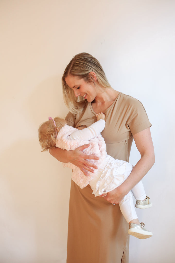 FINAL SALE Invisible Zipper Midi Breastfeeding T-Shirt Dress