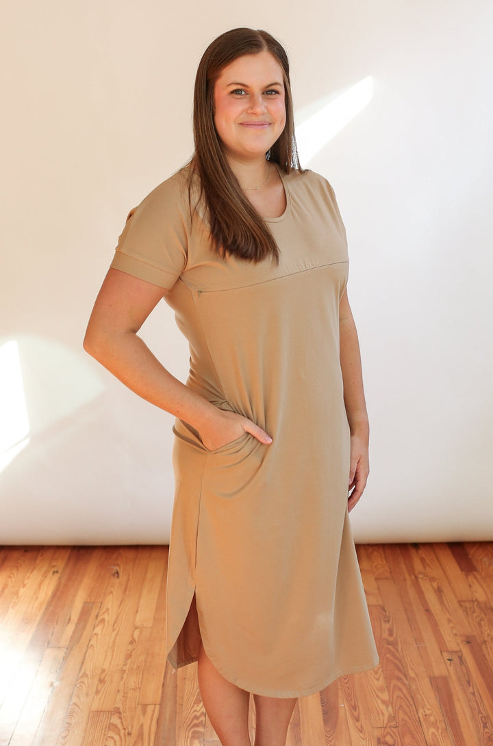 FINAL SALE Invisible Zipper Midi Breastfeeding T-Shirt Dress
