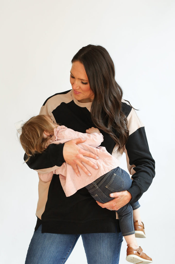 FINAL SALE Colorblock Nursing Lightweight Sweatshirt