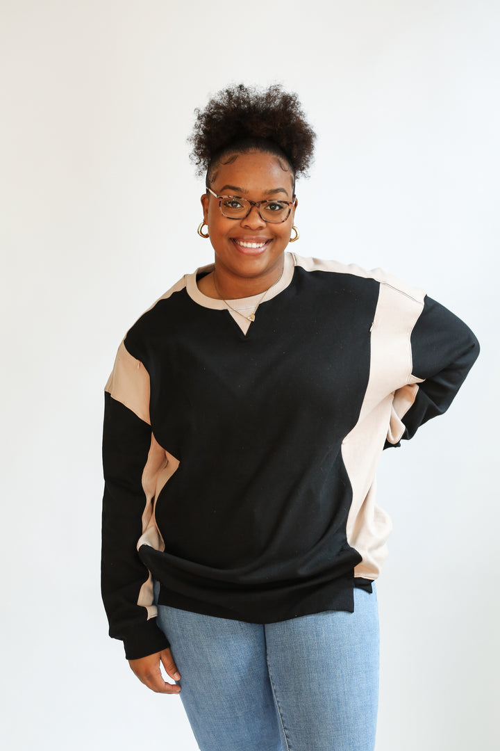 FINAL SALE Colorblock Nursing Lightweight Sweatshirt