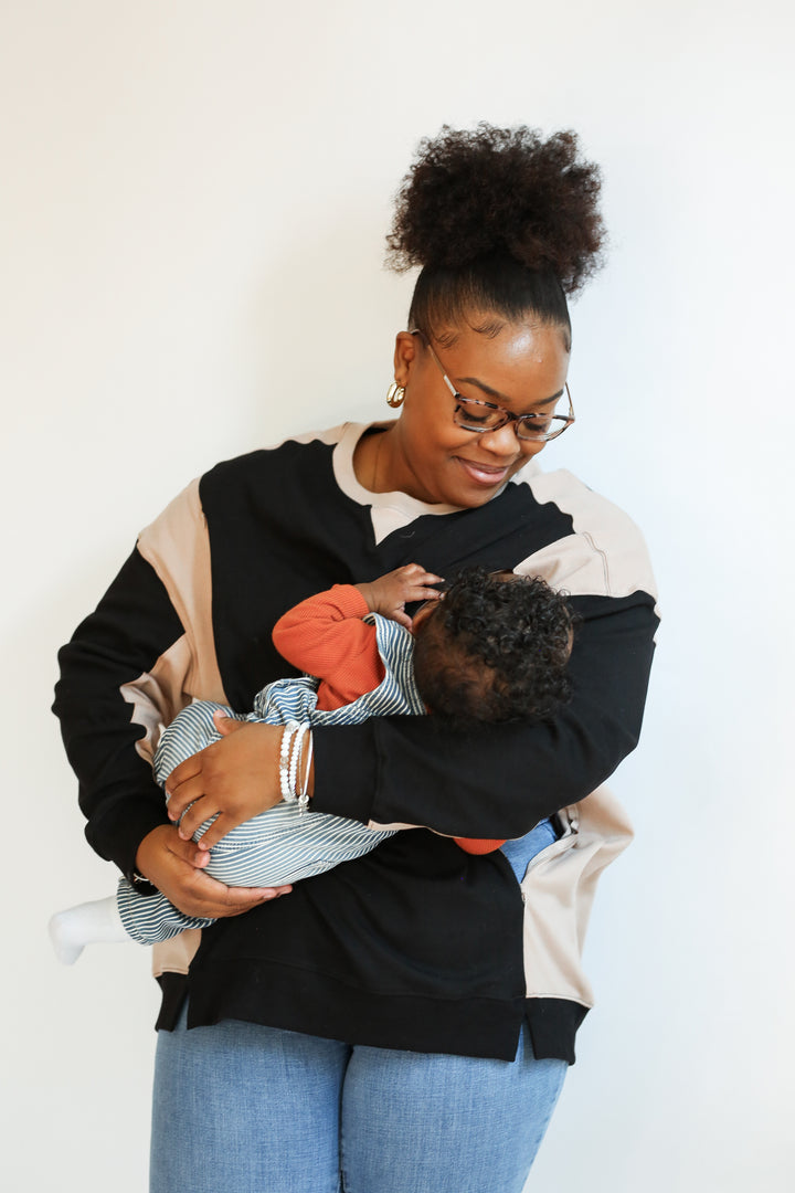 FINAL SALE Colorblock Nursing Lightweight Sweatshirt