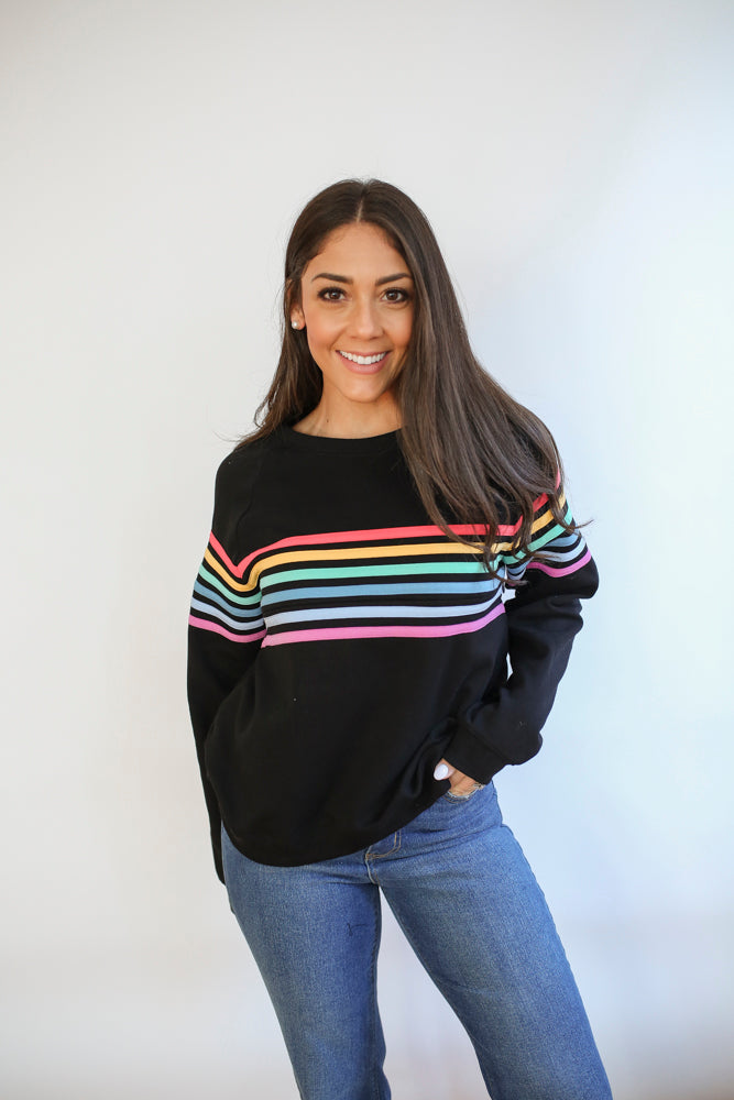 Six Stripe Invisible Zip Breastfeeding Sweatshirt