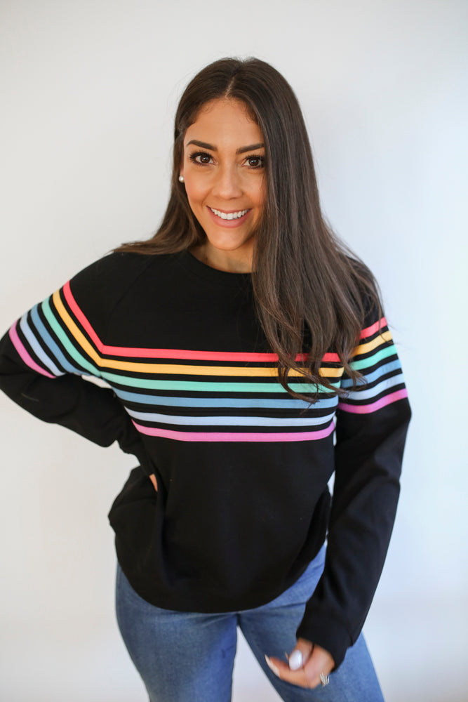 Six Stripe Invisible Zip Breastfeeding Sweatshirt