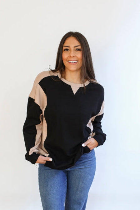 FINAL SALE Colorblock Nursing Lightweight Sweatshirt