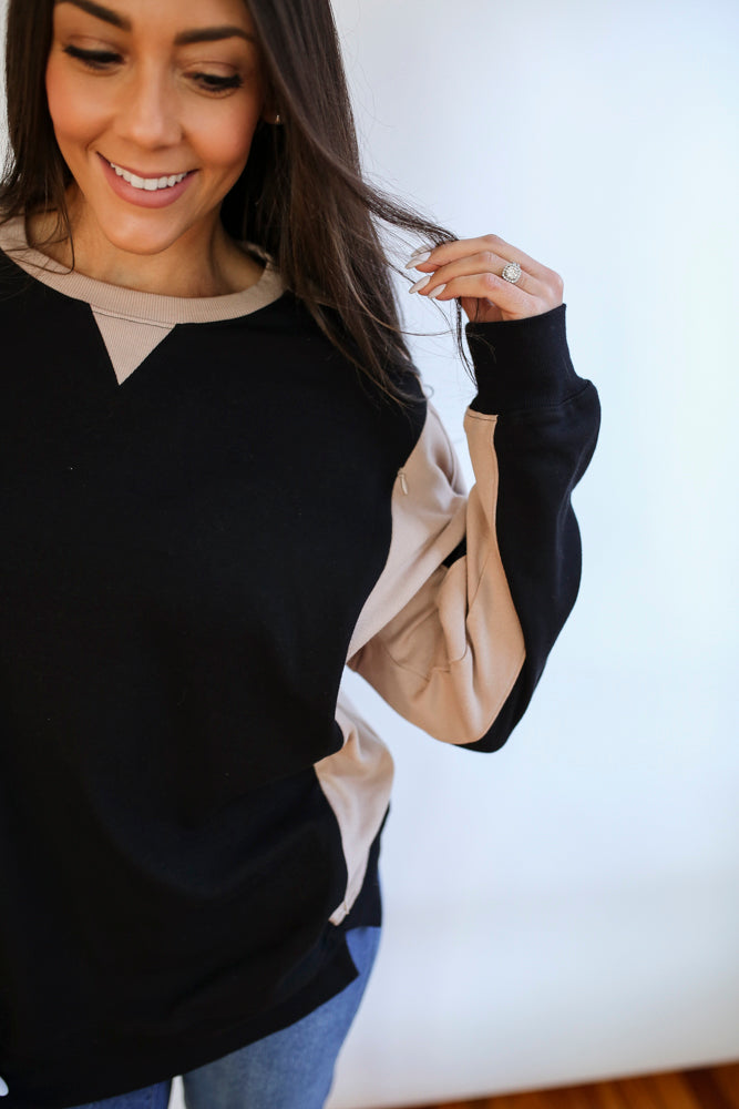 FINAL SALE Colorblock Nursing Lightweight Sweatshirt