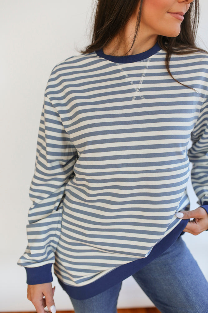 Relaxed Fit  Freestyle Stripe Breastfeeding Sweatshirt