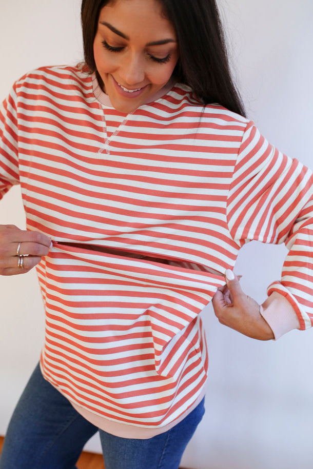 Relaxed Fit  Freestyle Stripe Breastfeeding Sweatshirt