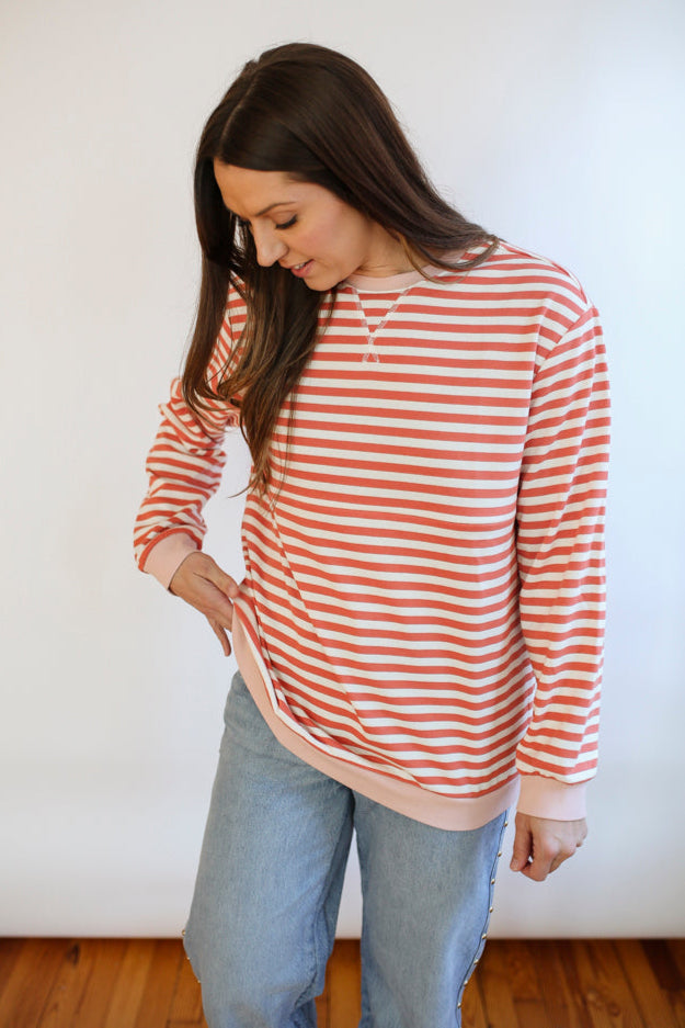 Relaxed Fit  Freestyle Stripe Breastfeeding Sweatshirt