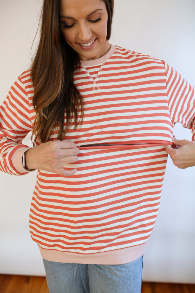 Relaxed Fit  Freestyle Stripe Breastfeeding Sweatshirt