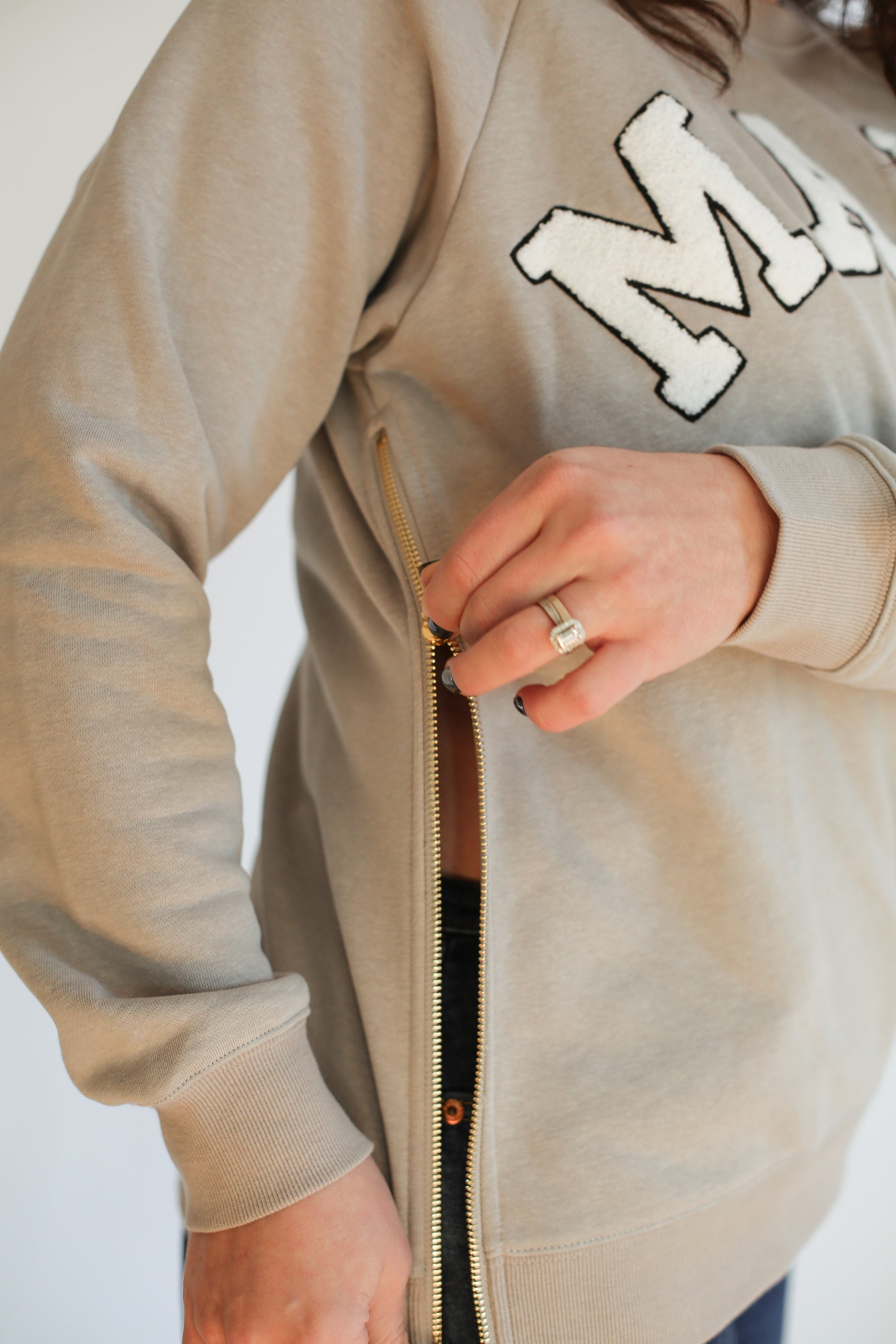 FINAL SALE - MAMA Brass Zip Sweatshirt