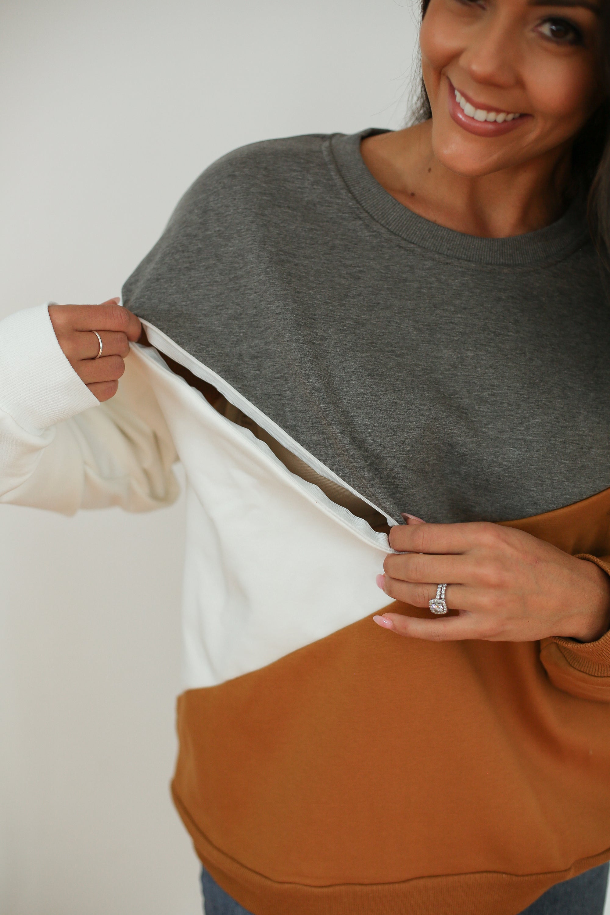 Velour Interior Diagonal Zip Breastfeeding Sweatshirt