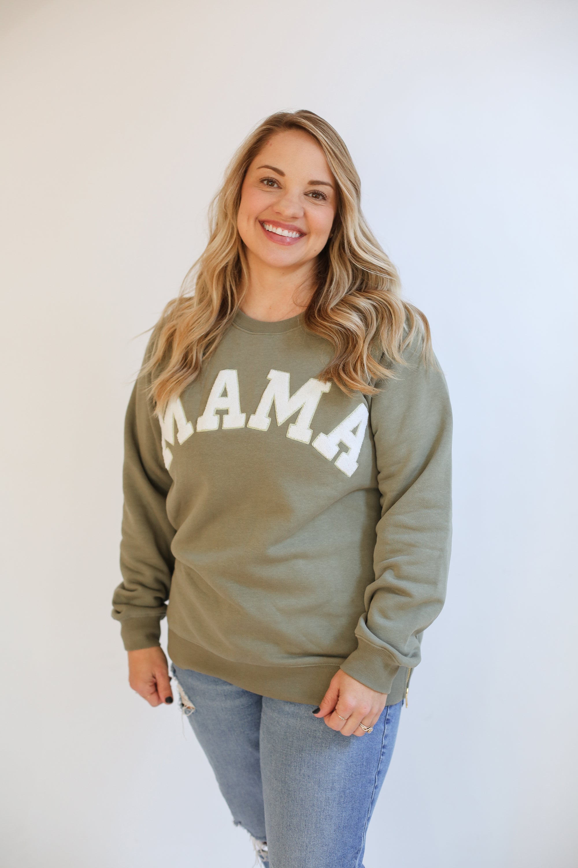 FINAL SALE - MAMA Brass Zip Sweatshirt