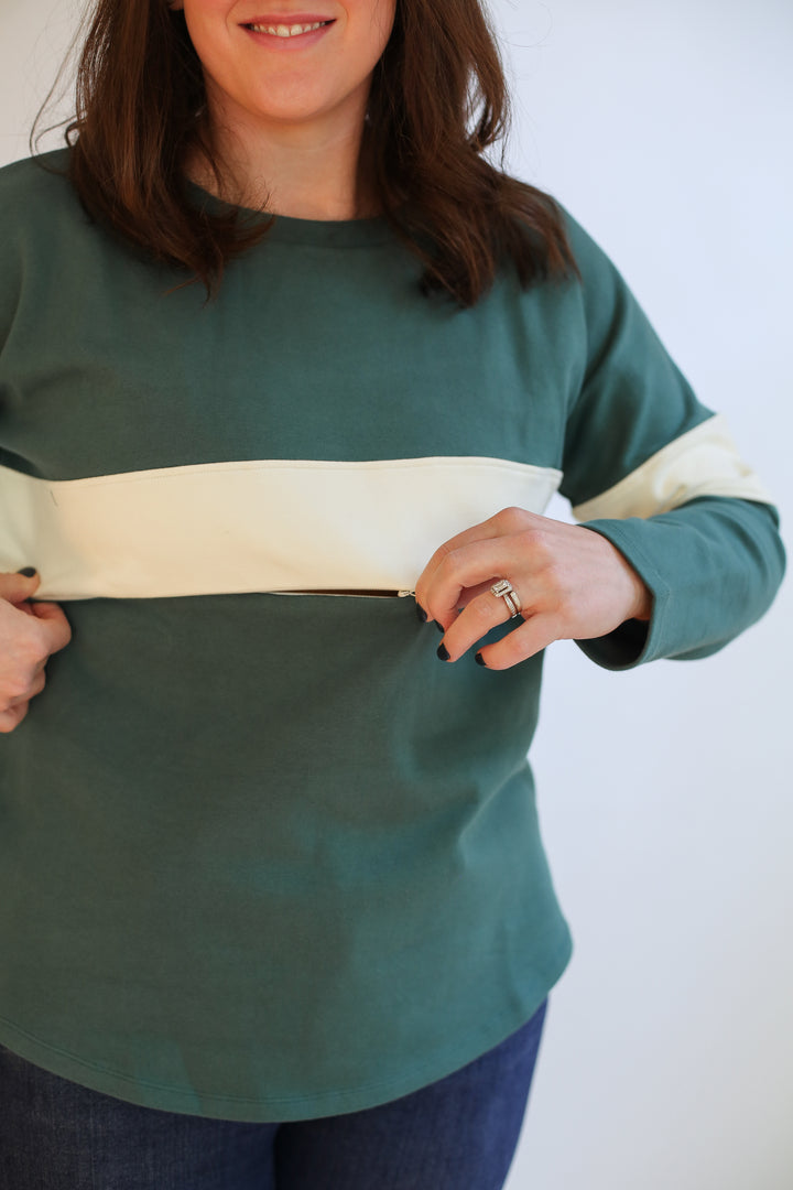 Varsity Dual Zip Breastfeeding Long Sleeve